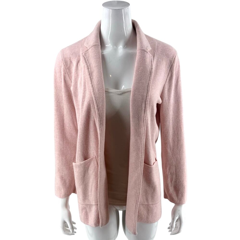 J Crew Factory Womens Sweater Blazer Size Medium Pink Cotton Open Front